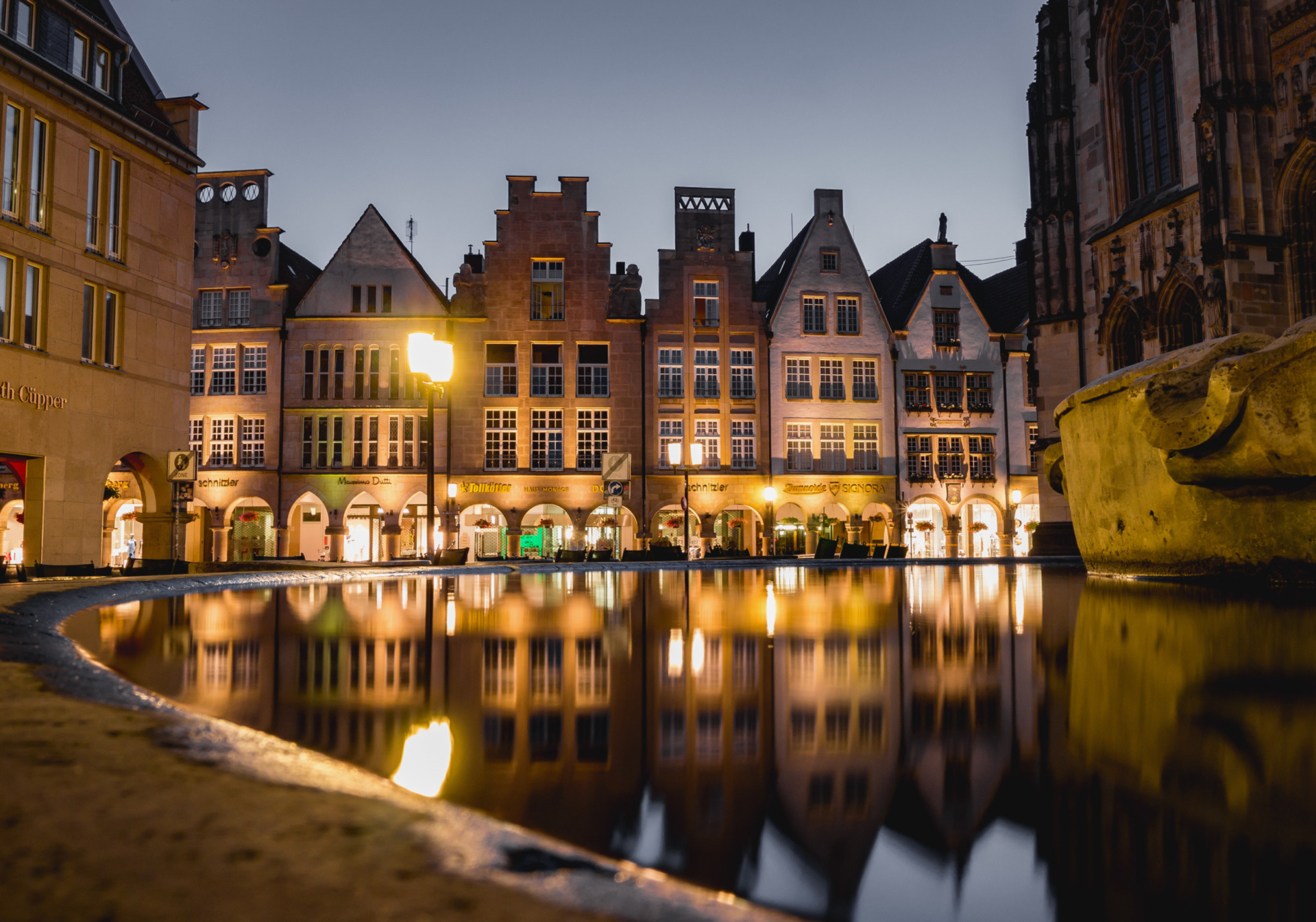 Bild vom Blick auf den Prinzipalmarkt Münster am Abend