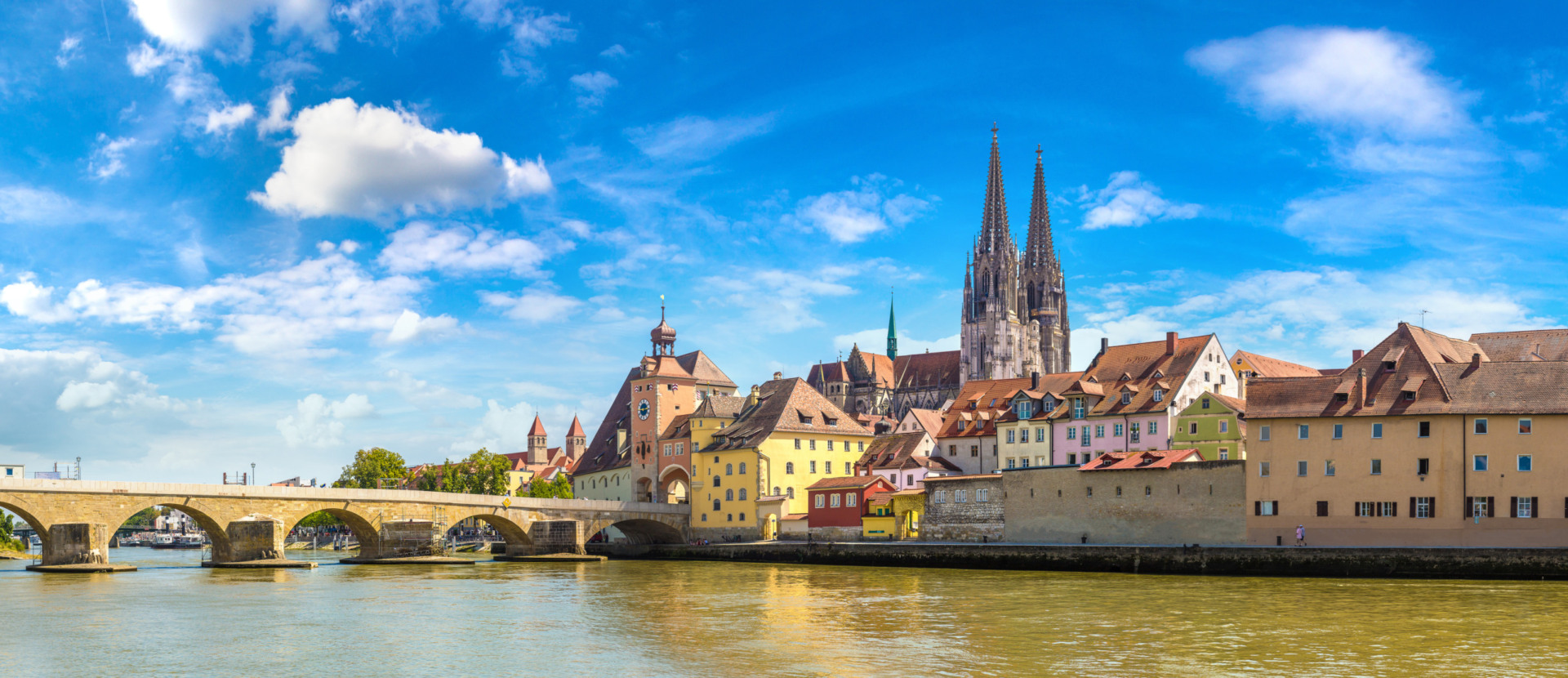 Regensburg and Cathedral, Germany in a beautiful summer day