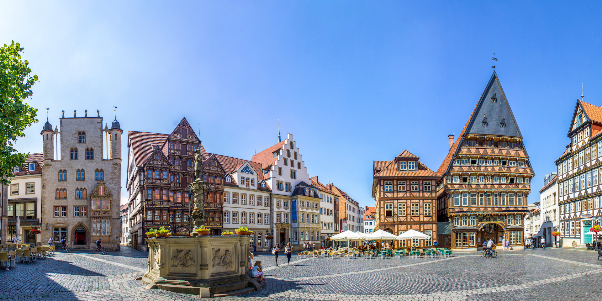 Marktplatz mit Fachwerkhäusern in Hildesheim