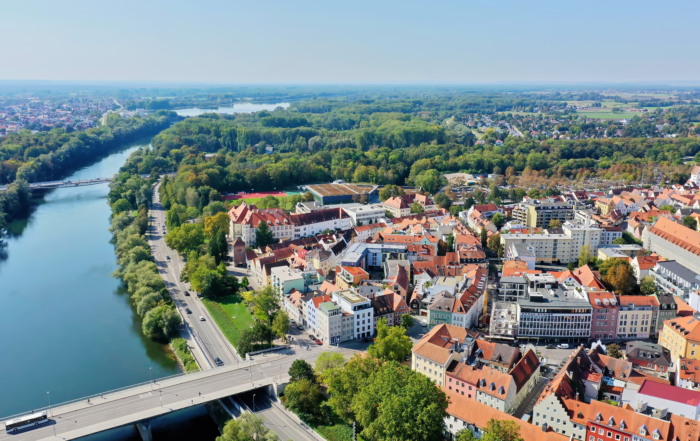 Bild von Ingolstadt mit Fluss aus der Vogelperspektive