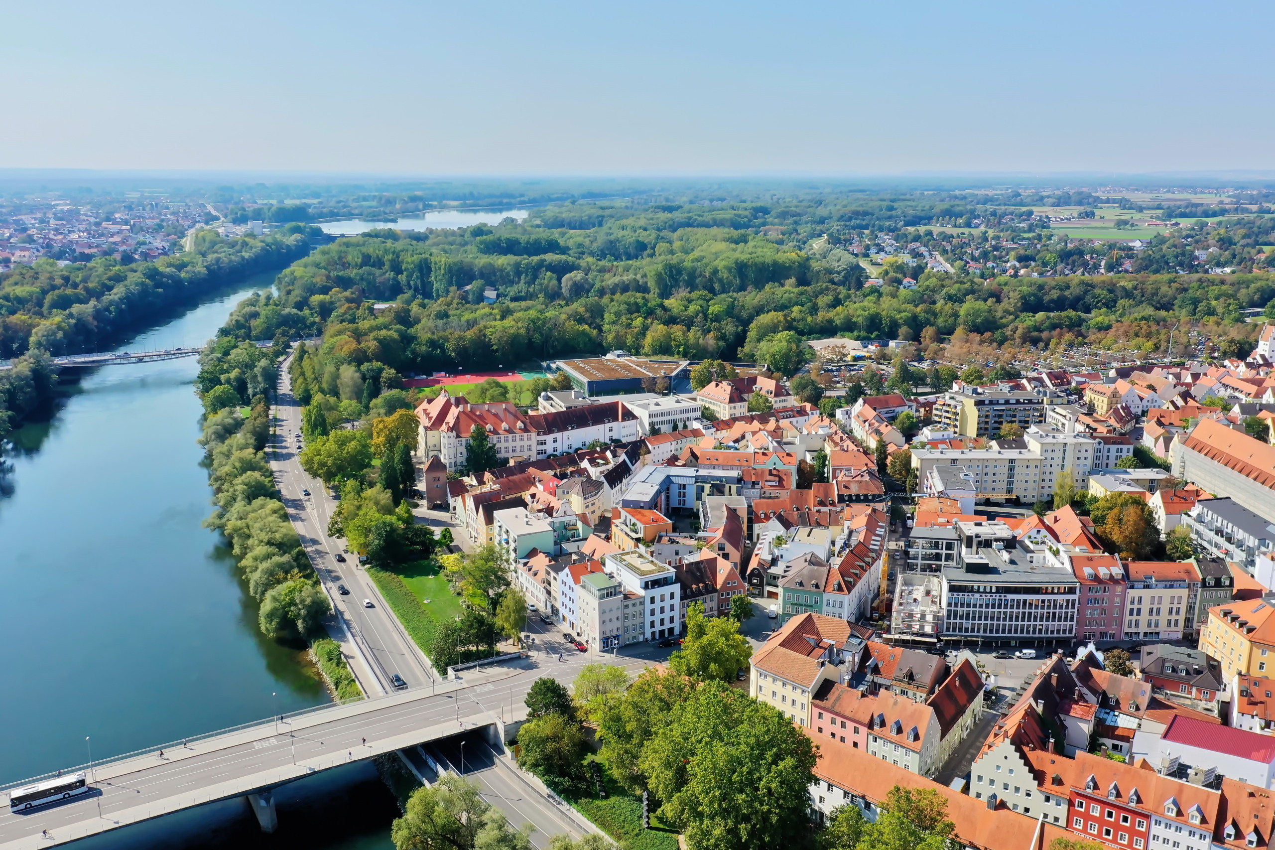 Bild von Ingolstadt mit Fluss aus der Vogelperspektive