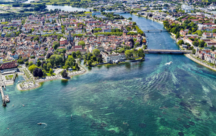 Konstanz am Bodensee aus der Vogelperspektive