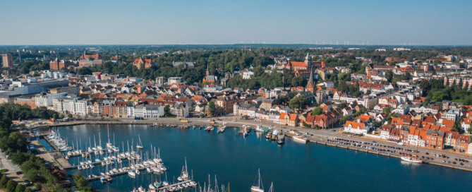 Panoramaaufnahme Flensburg mit Hafen