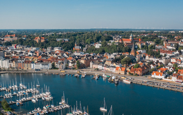 Panoramaaufnahme Flensburg mit Hafen