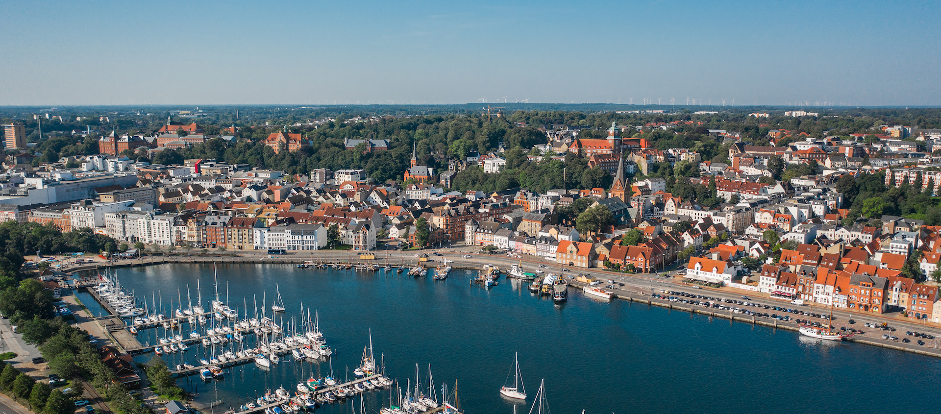 Panoramaaufnahme Flensburg mit Hafen