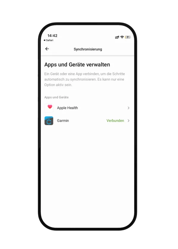 Screenshot aus der App um den Tracker zu verbinden
