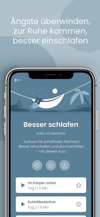 Grafik mit einer Abbildung des Kurses "Besser Schlafen" in der Balloon App.