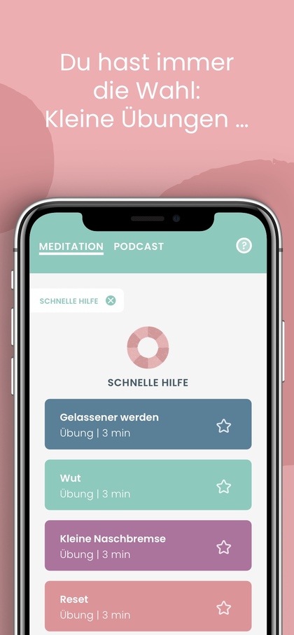 Grafik mit einer Abbildung von der "Schnellen Hilfe" mit kleinen Übungen in der Balloon App.