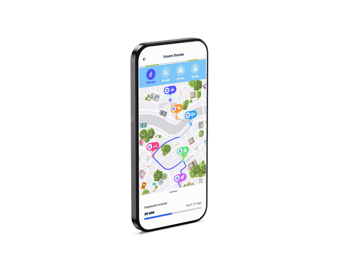 Mockup des Schrittwettbewerbs in der App