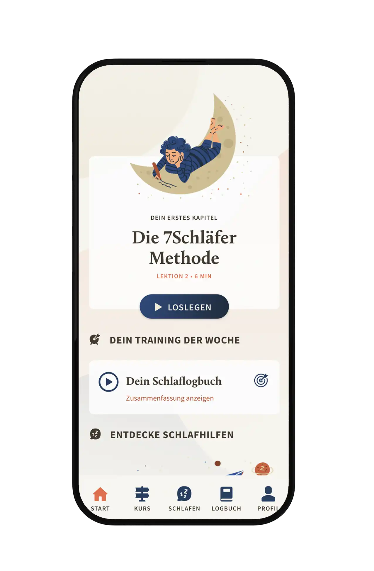 7-Schläfer_Mockup Screenshot von der 7-Schläfer App