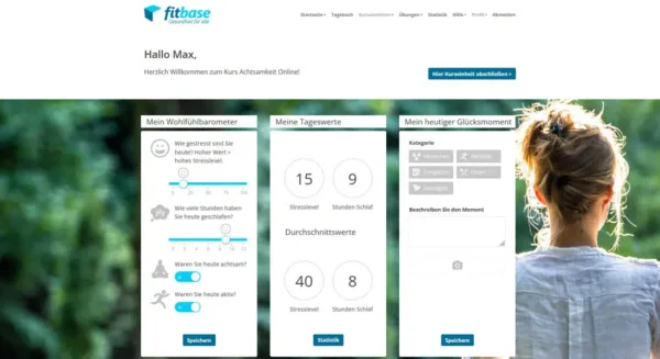 achtsamkeit-plattform Screenshot von der fitbase Kursumgebung