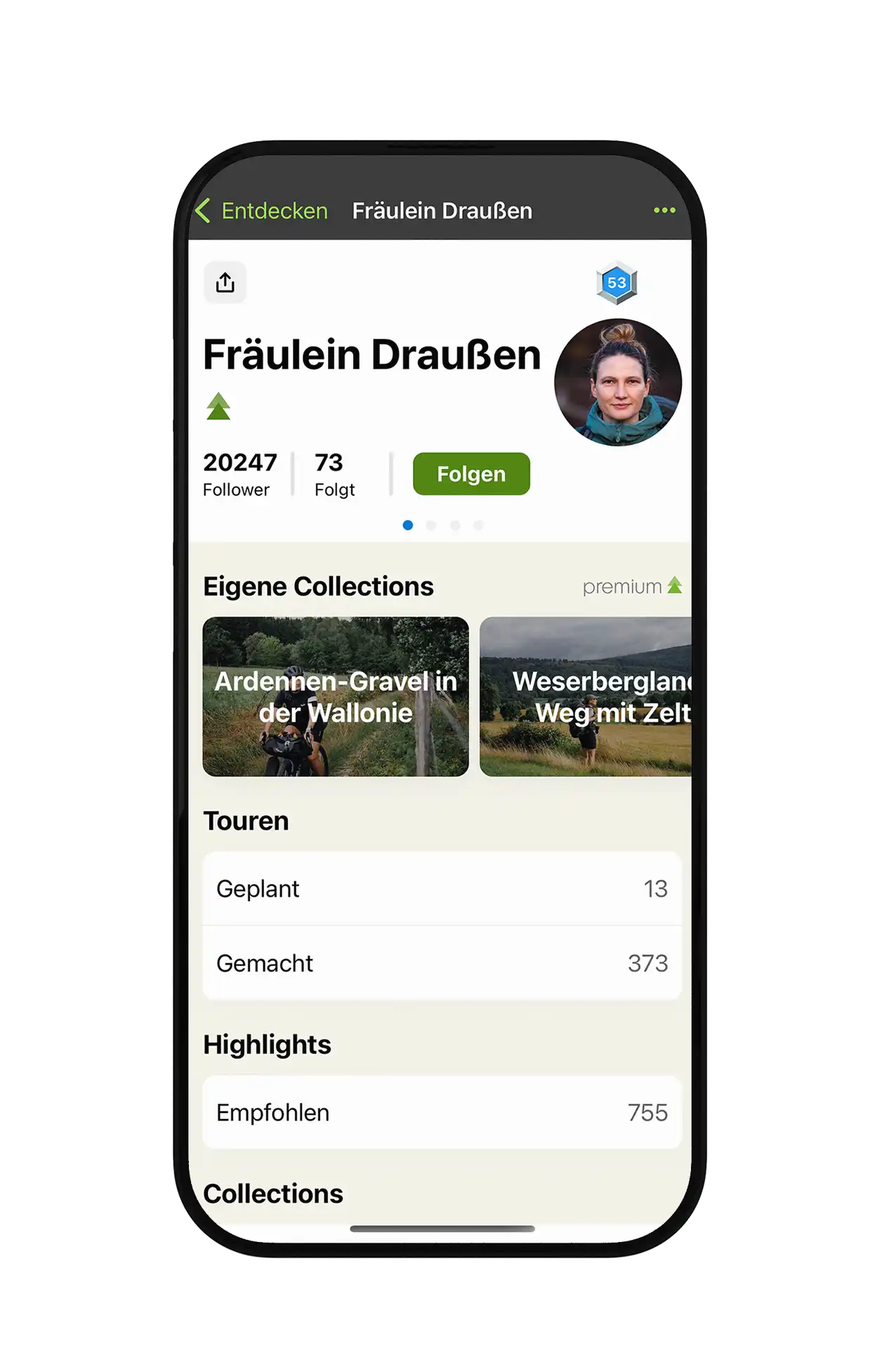 komoot_Mockup Screenshot von der Komoot App