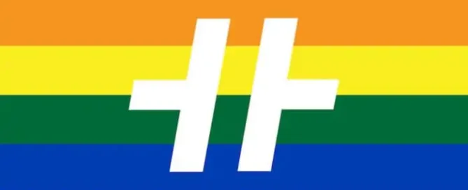Die Hansefit Bildmarke auf einem Regenbogenhintergrund