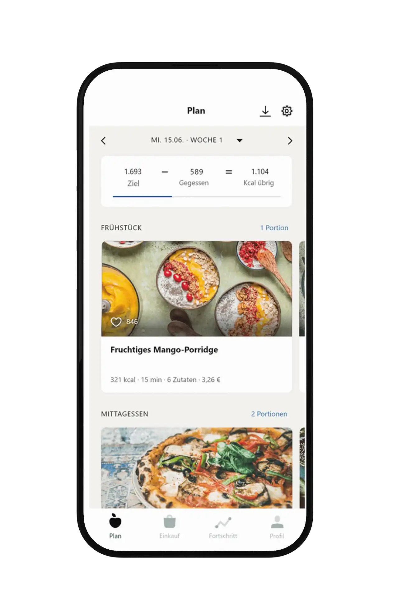 upfit-mockup Screenshot von der Upfit App