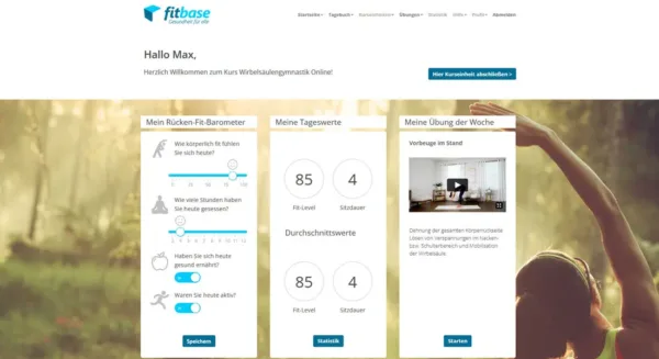 wirbelsaeulengymnastik-portal Screenshot aus der fitbase Kursumgebung