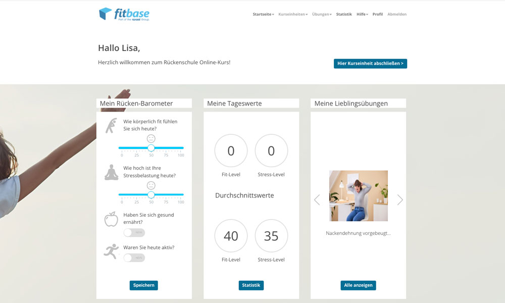 Dashboard Rückenschule