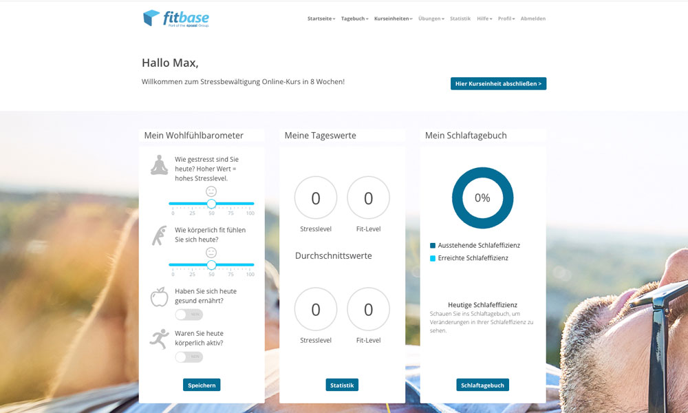 Dashboard Stressbewältigung mit Schlafcoaching